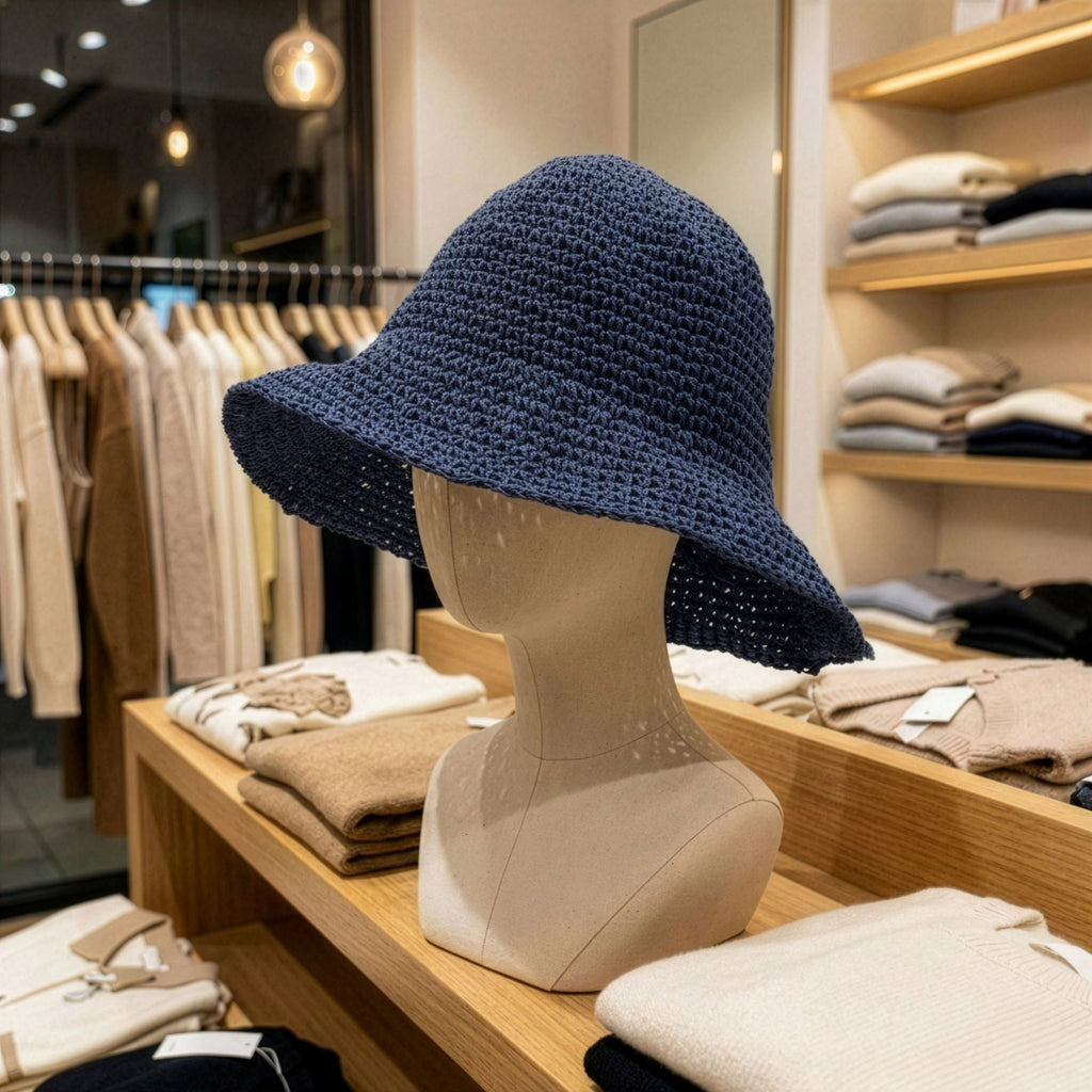 Nomad Sari Floppy Straw Sun Hat in Navy Blue for Summer Style
