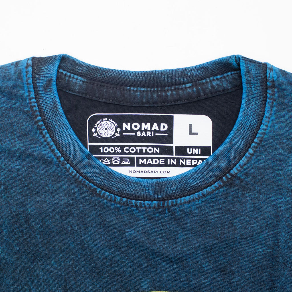 Nomad Sari Stonewashed Cotton T Shirt Stay Wild Moon Child Blue