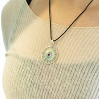 Indian Devotional Pendant - Silver Plated (45cm Cord)- Sun Worship Amethyst