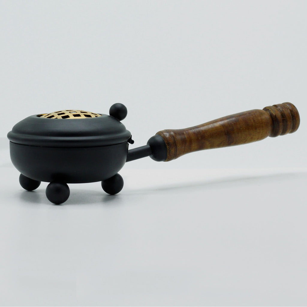 Med Iron Censer Incense Burner with Gold Detail for Home Use