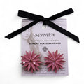 Soft Pink Vintage Glass Flower Earrings with Polished Steel Frame
