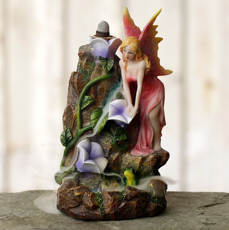 Fairy Flower Garden Waterfall Backflow Incense Burner for Relaxation