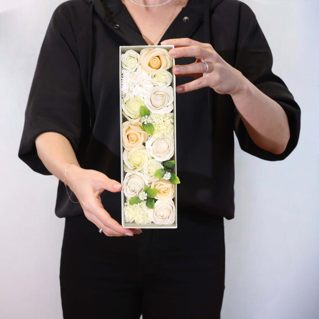 Long Box Wedding Blessings Soap Flowers Gift in White and Ivory