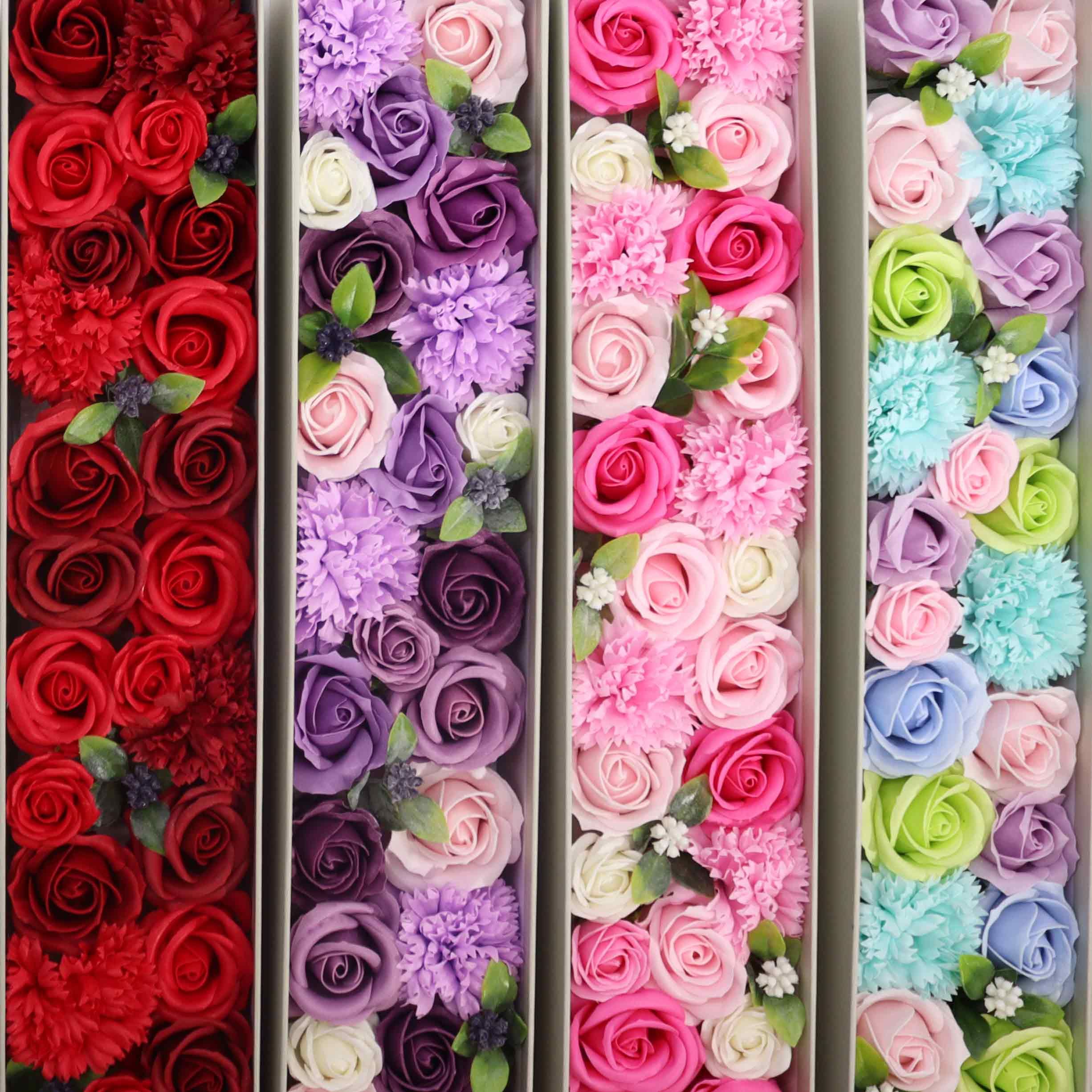 Extra Long Lavender Rose and Carnation Soap Flower Gift Box Set