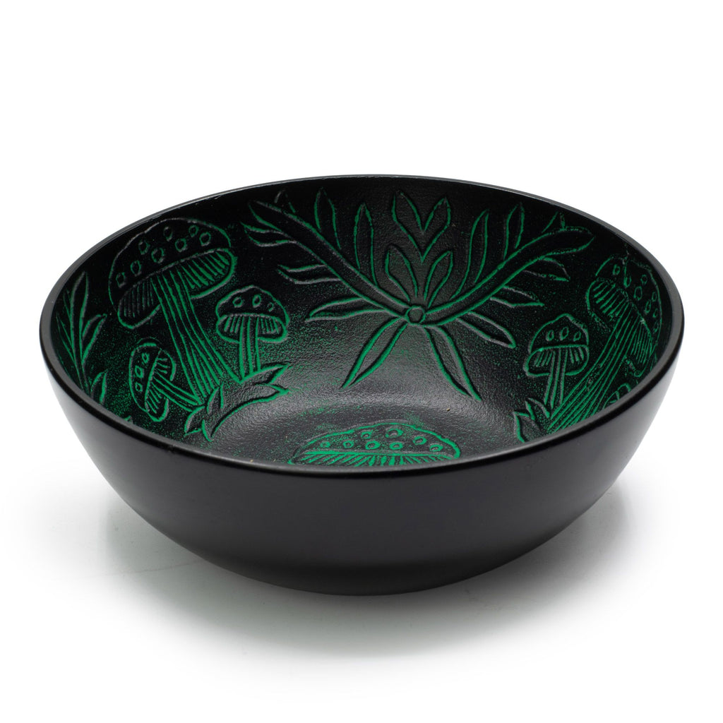 Green Aluminum Singing Bowl with Magic Mushroom Design 20cm