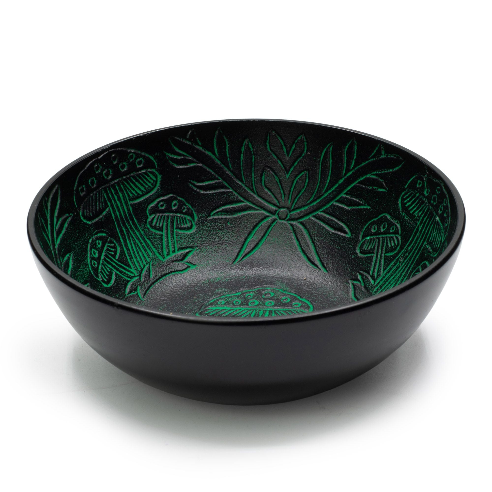 Green Aluminum Singing Bowl with Magic Mushroom Design 20cm