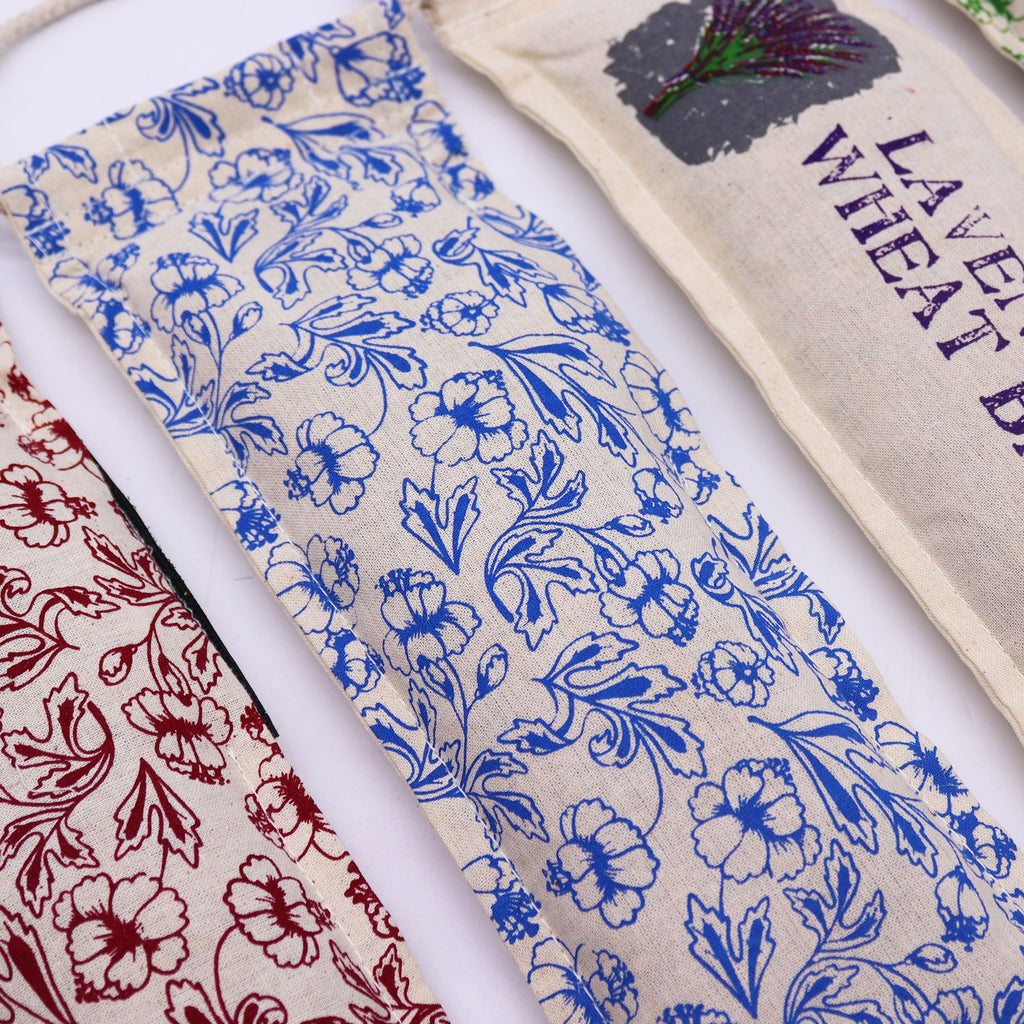 Natural Cotton Wheat Bags in Blue with Rope Handle for Comfort