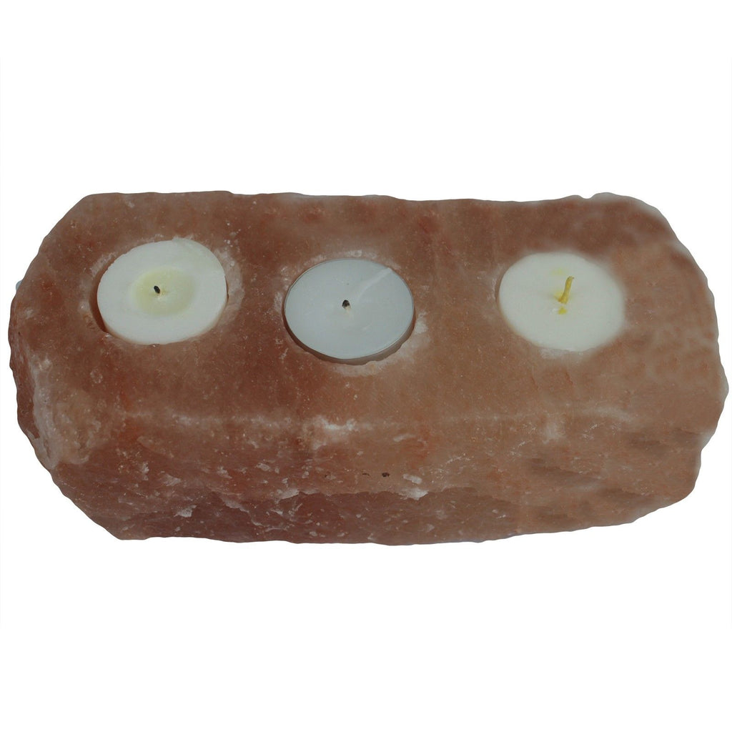 Natural Himalayan Salt Candle Holder with 3 Unique Holes for Decor