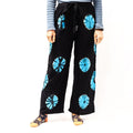 Japanese Style Lounge Pants in Black and Blue with Tie Dye Design