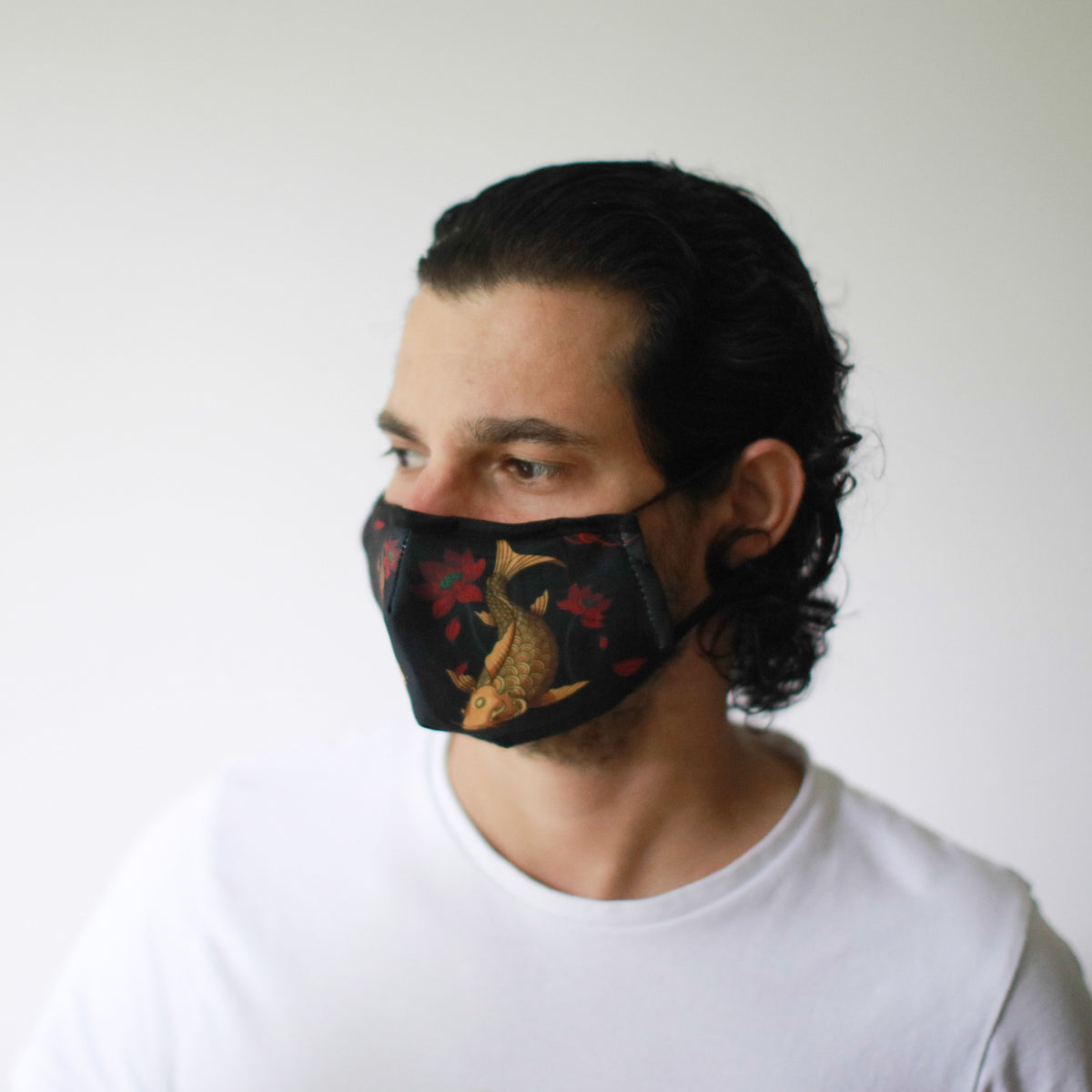 Reusable Poly-Cotton Face Mask with Filter Pocket – Golden Fish (Adult)