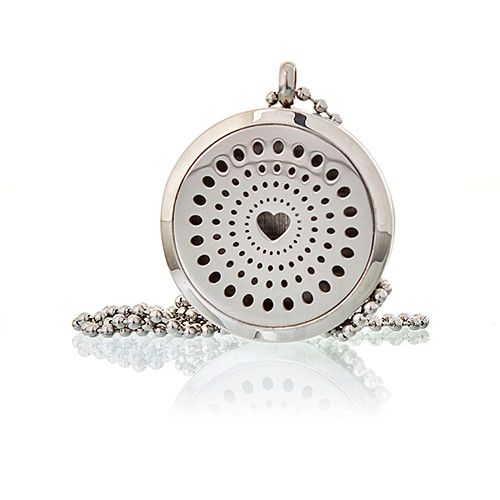 Aromatherapy Diffuser Necklace Heart Design with Sparkling Diamonds