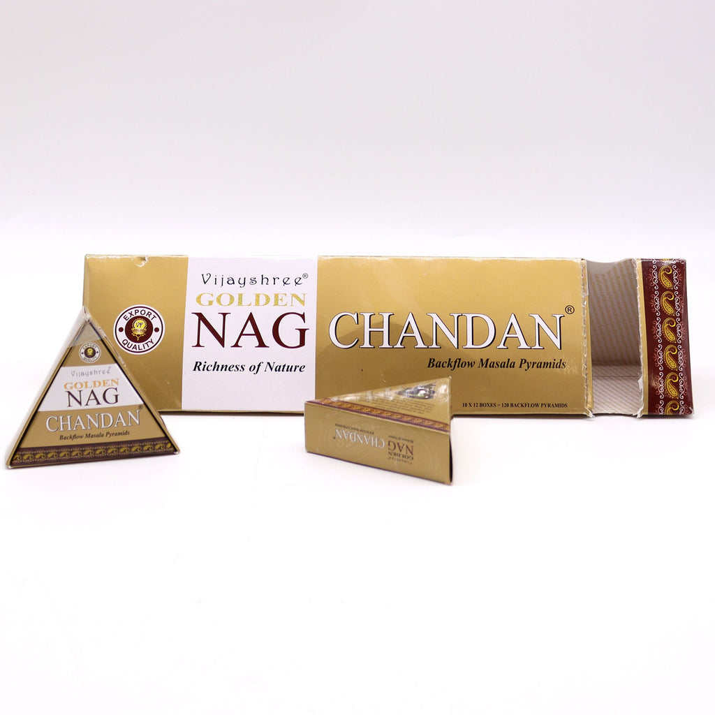 42g Jumbo Golden Nag Chandan Backflow Incense Cones with Aroma