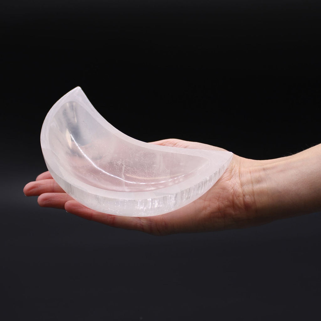Selenite Moon Bowl 15cm for Elegant Home Decor and Unique Gifts