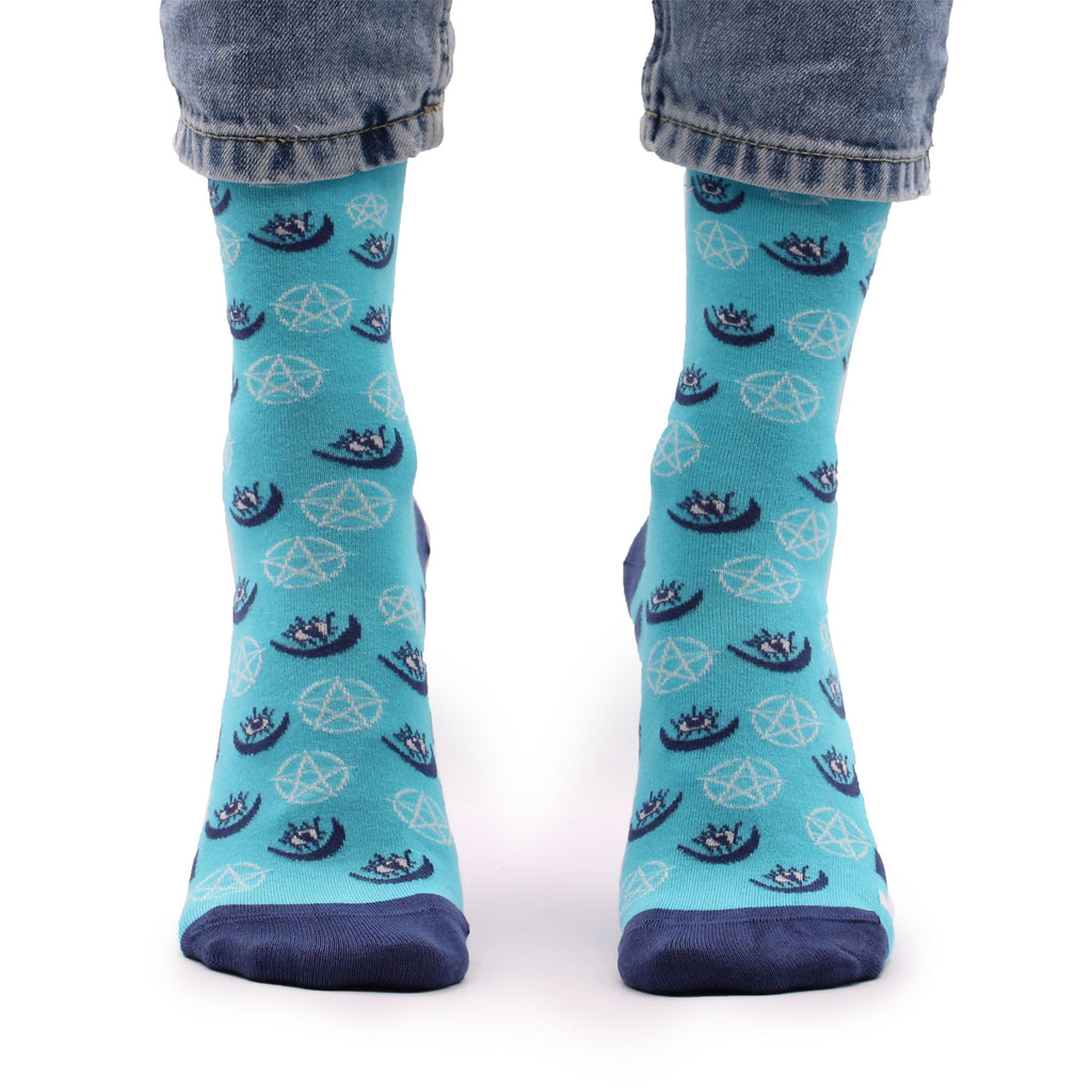 Hop Hare Bamboo Socks S/M with Pentagram and Evil Eye Design