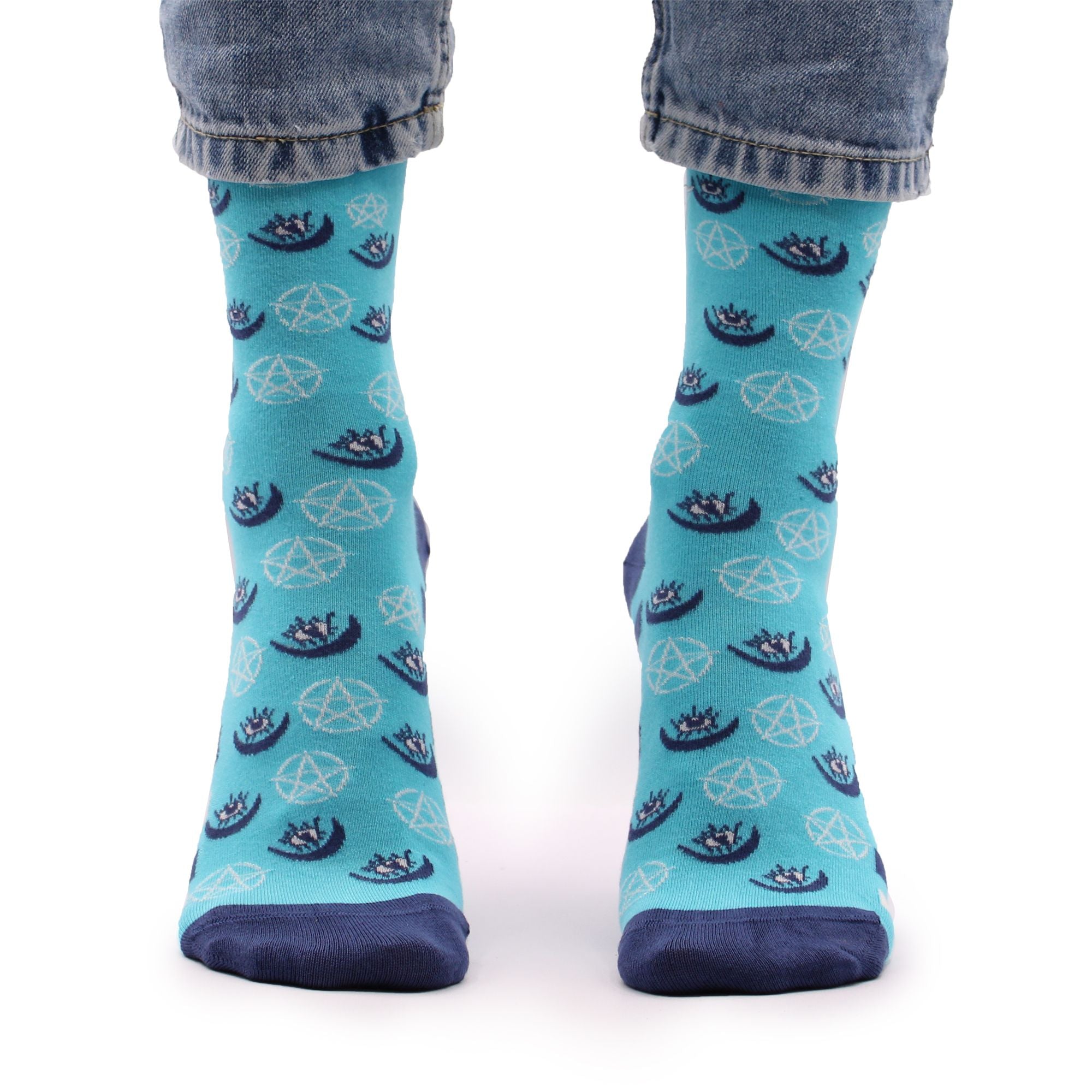 Hop Hare Bamboo Socks S/M with Pentagram and Evil Eye Design