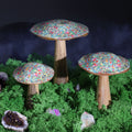 Small Enamelled Mushroom 10cm with Mediterranean Tile Design