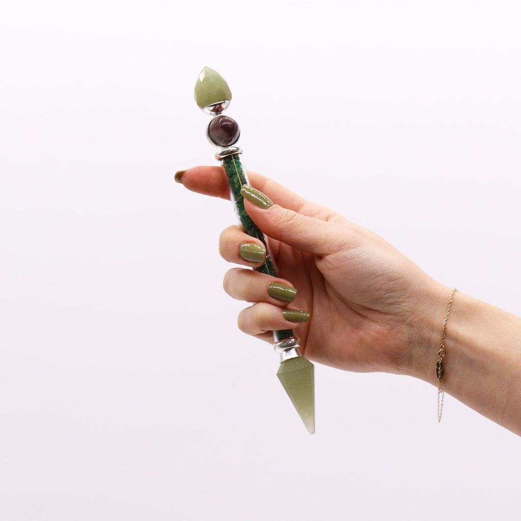 Shiva Lingam Magic Wand in Green Adventurine for Home Decor