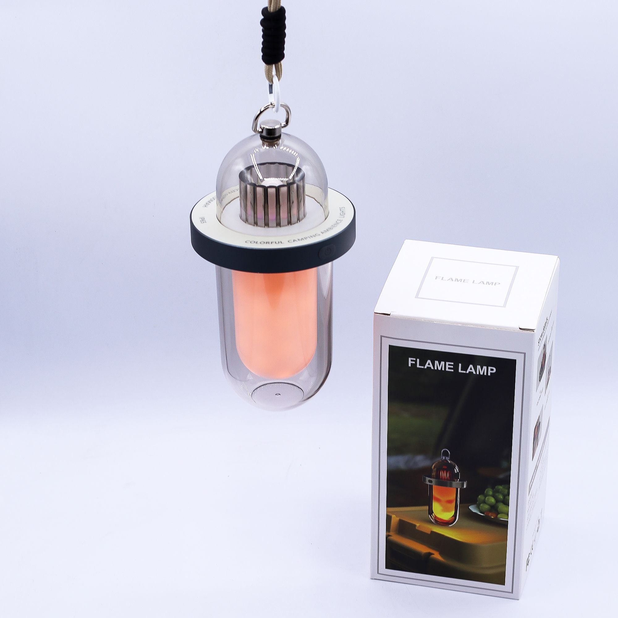 Outdoor Flame Effect Lamp with USB C Rechargeable Multi Colour Light