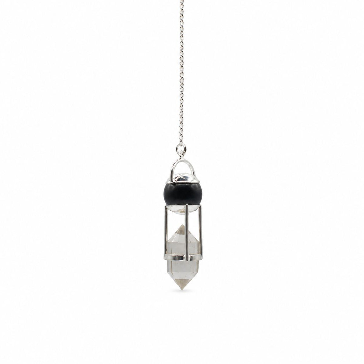 Shadow Seer - Double Power Pendulum - Obsidian Globe - Clear Quartz Double Terminated