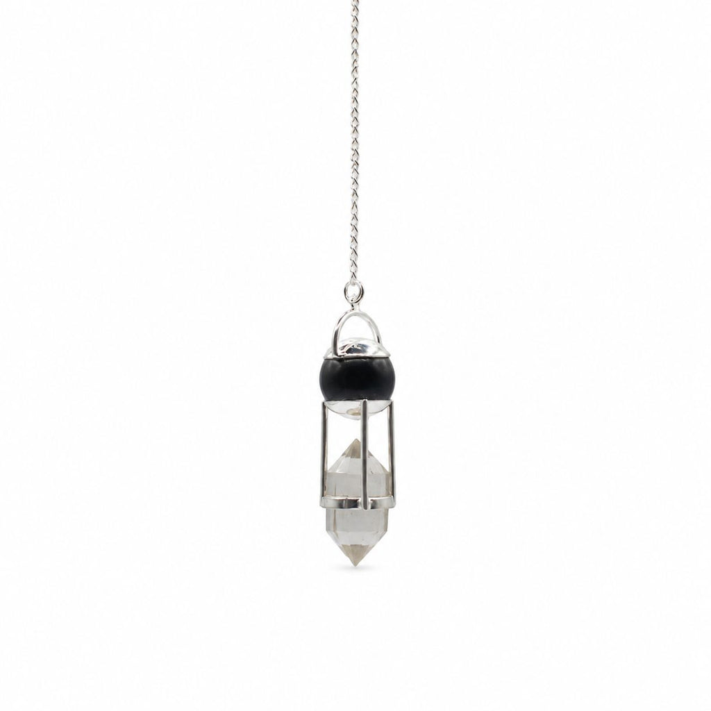 Shadow Seer Double Power Pendulum with Obsidian and Quartz