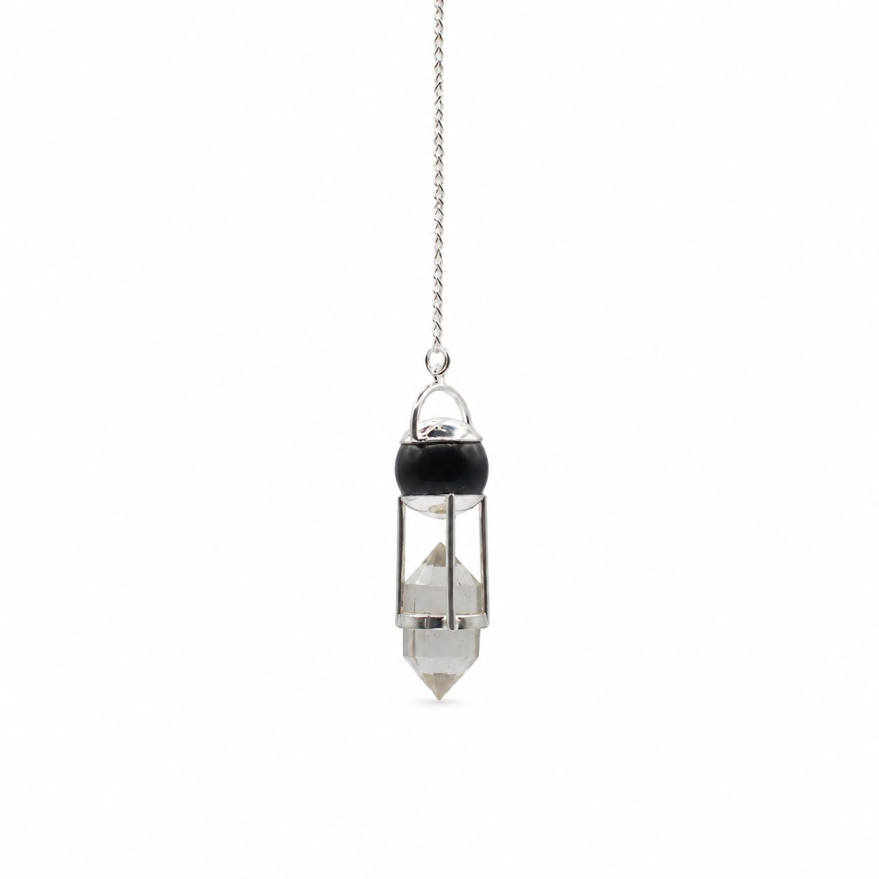 Shadow Seer Double Power Pendulum with Obsidian and Quartz