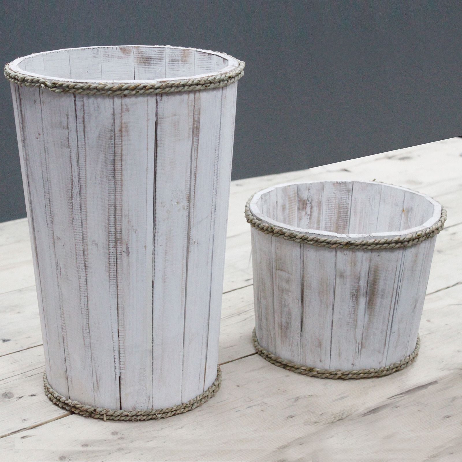 Small Whitewash Wooden Storage Tub for Organising Your Spaces