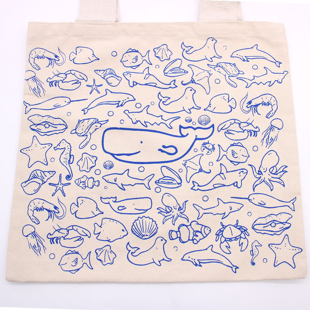 Big Cotton Tote Shopping Bag 38x42cm Sea Life Eco Friendly Design