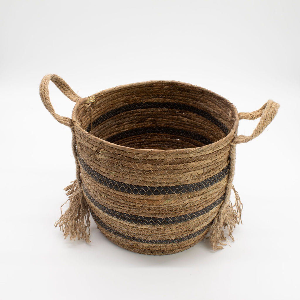 Bananna Leaf & Seagrass Large Baskets Natural Browns Set of 3