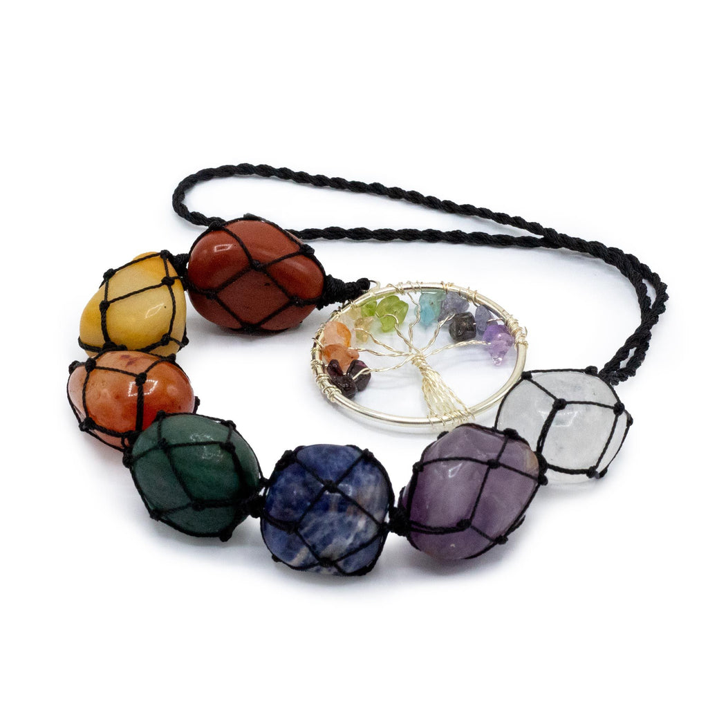 Hanging Chakra Stone Pendant Tree of Life for Home Decor Accent