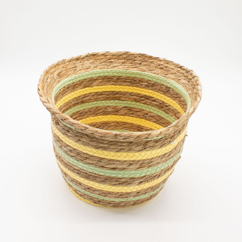 Seagrass & Straw Vase Shaped Baskets Set of 3 in Yellow & Green