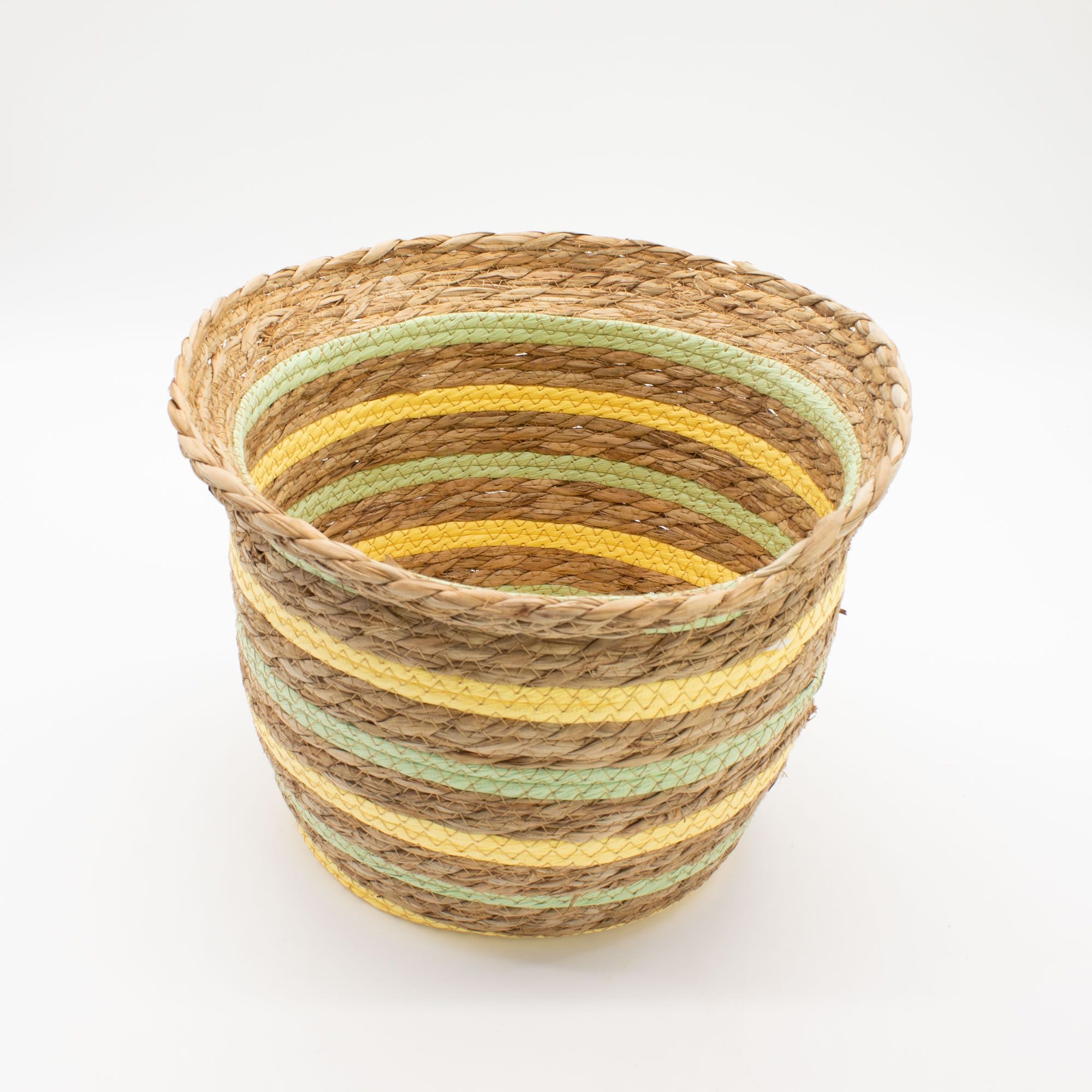 Seagrass & Straw Vase Shaped Baskets Set of 3 in Yellow & Green
