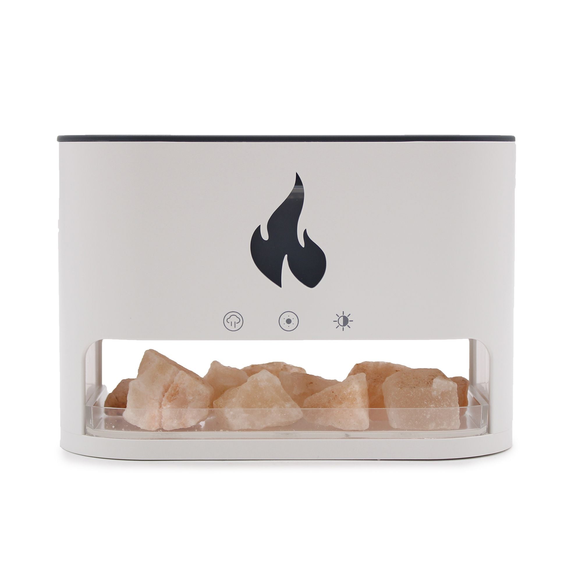 White Blaze Aroma Diffuser with Himalayan Salt Chamber Flame Effect