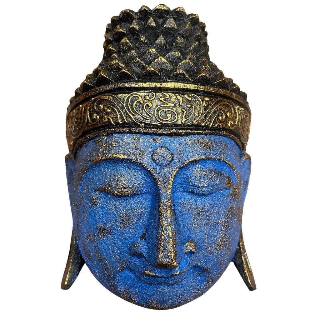 Home Decoration Buddha Head 25cm Blue Shine Finish Accent Piece