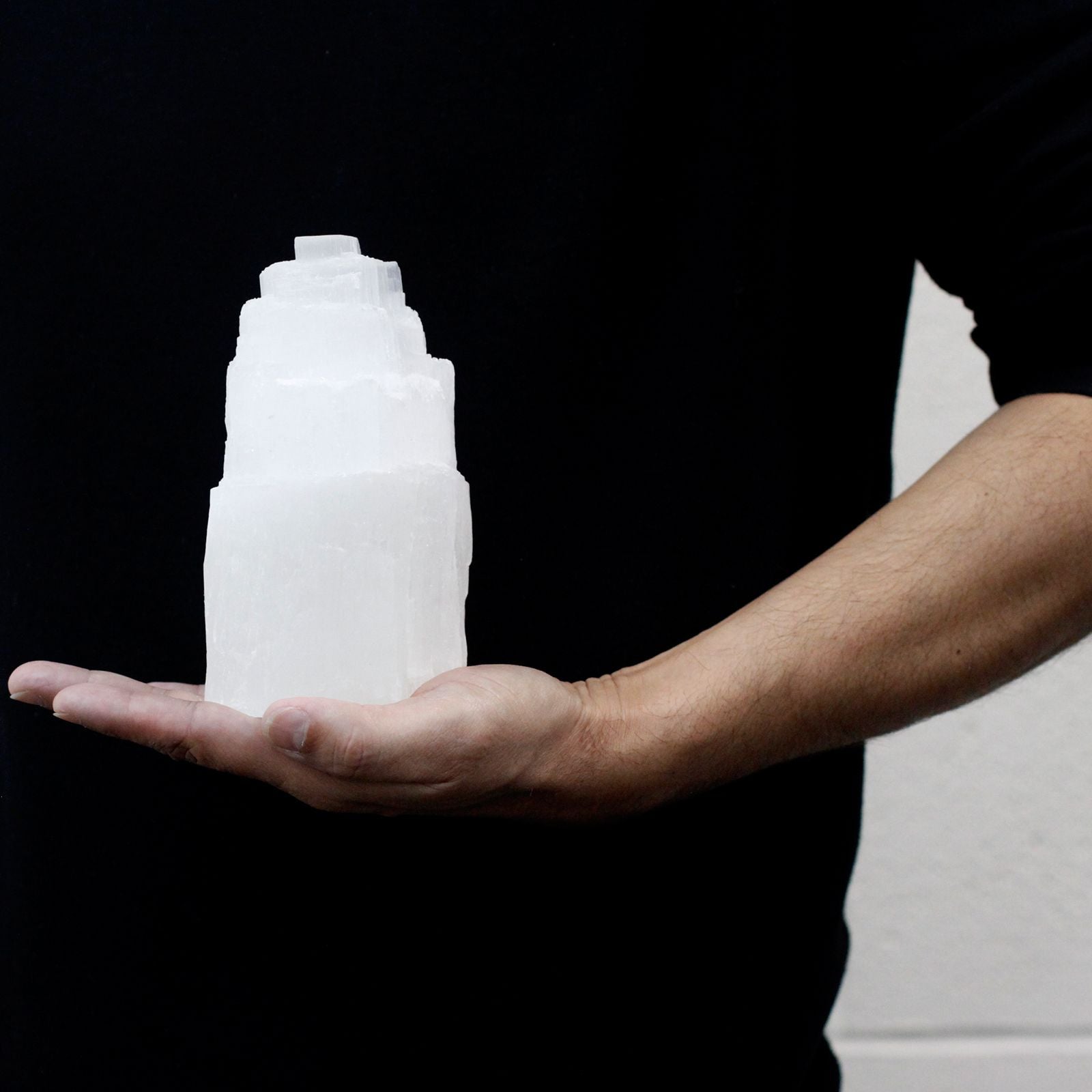 Natural Selenite Tower Lamp 15 cm for Home Decor and Lighting