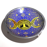 Triple Leg Enamelled Offering Plate - Purple Triple Moon