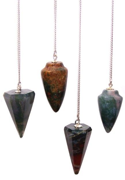 Magic Pendulum with Bloodstone and Silver Chain for Dowsing