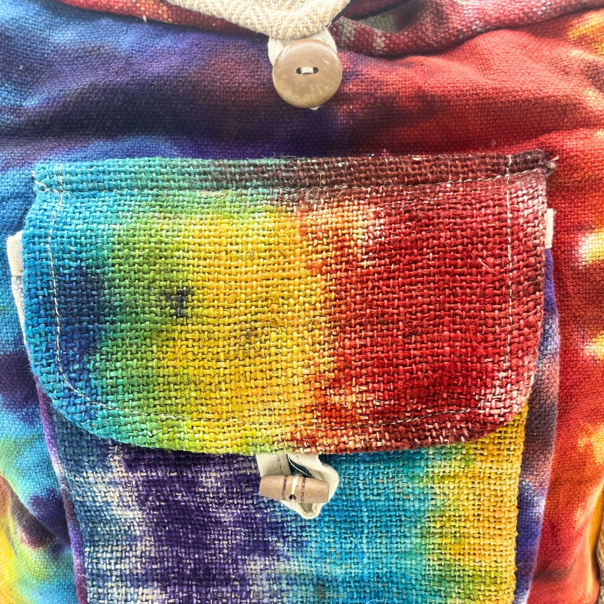 Tiedye Hemp Study Bag with Front Pocket for Eco Friendly Use
