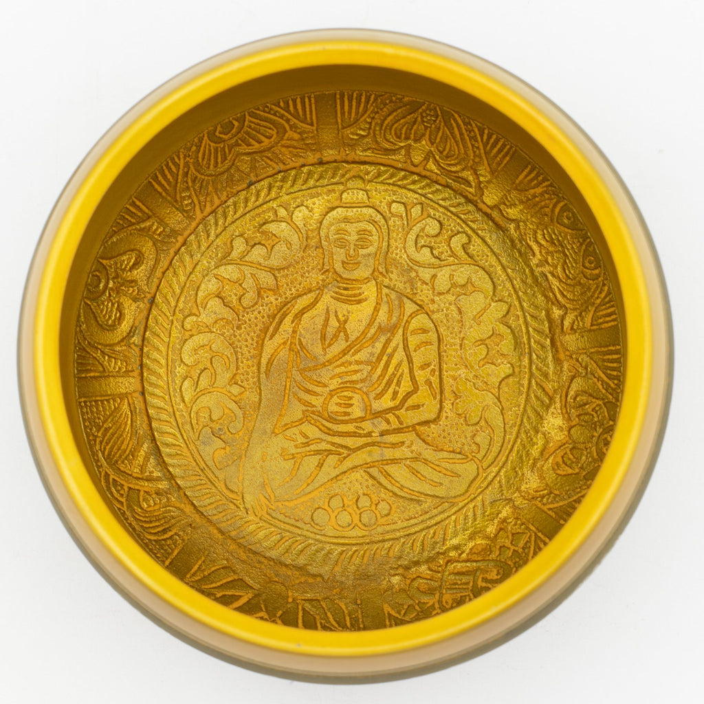 Large Aluminum Singing Bowl with Buddha and Tree of Life Design