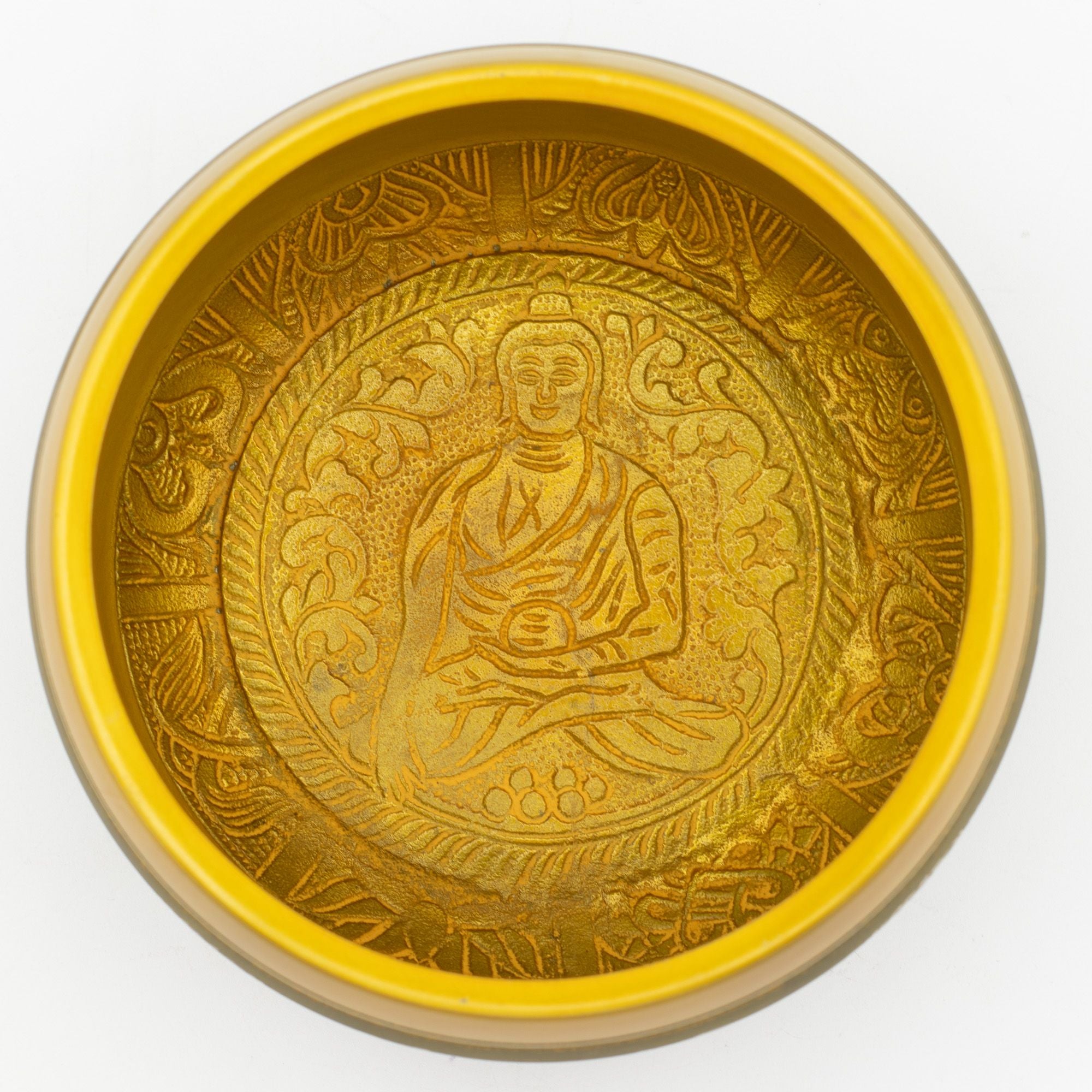 Large Aluminum Singing Bowl with Buddha and Tree of Life Design