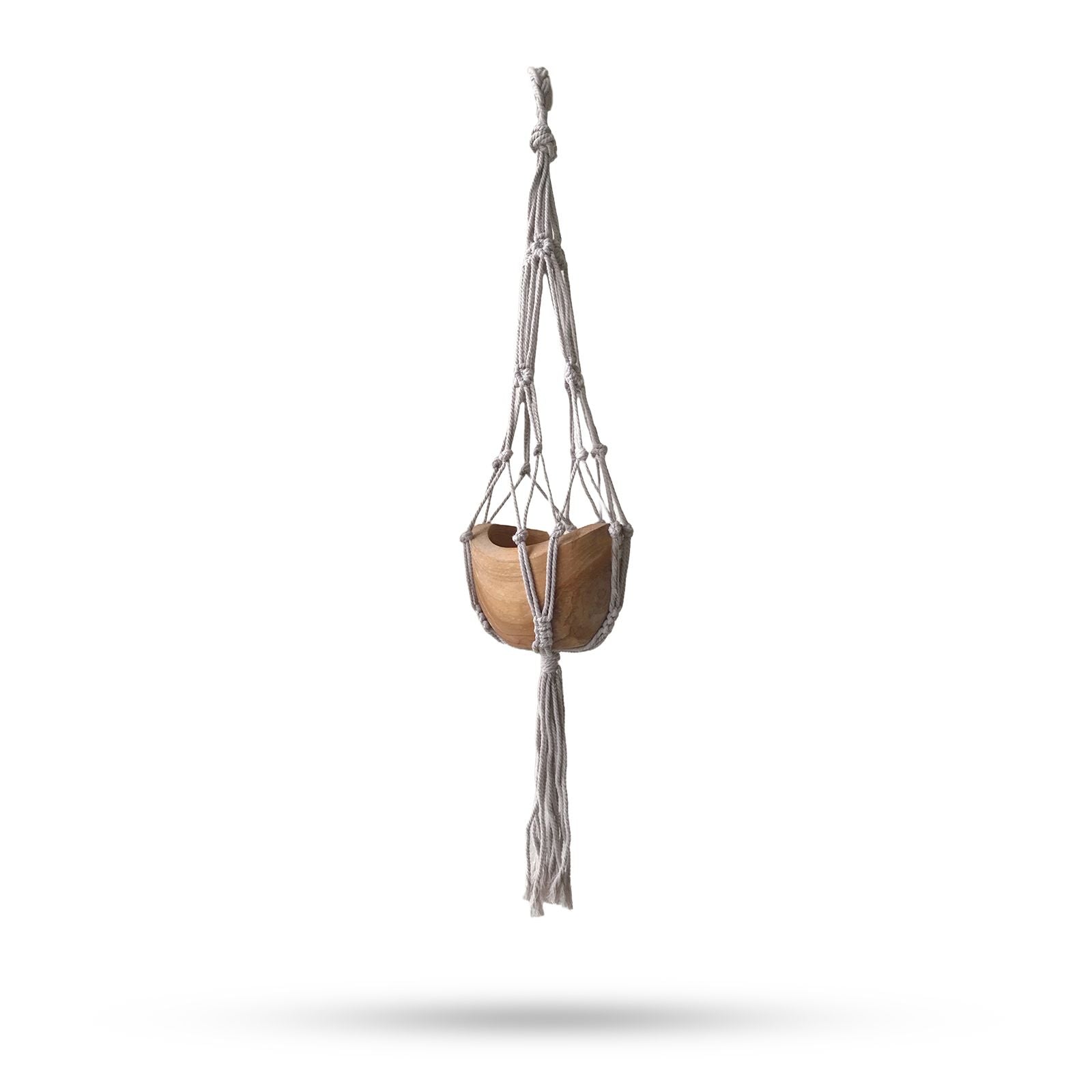 Macrame Small Drop Pot Holder in Beige Stylish Design 75cm Long