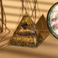Medium Organite Pyramid 7x6cm - Wrapped Amythist - Copper Chips
