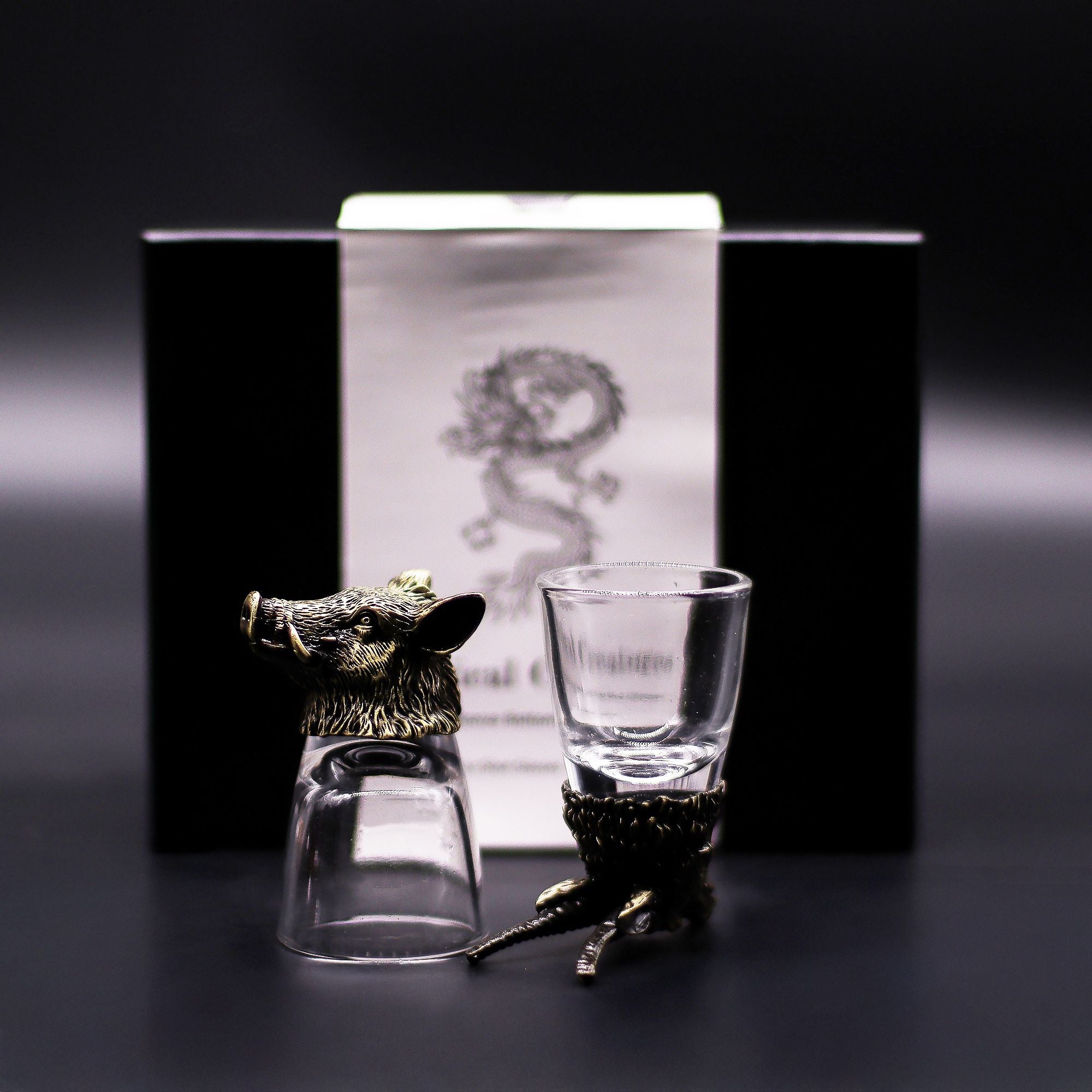 Gift Set of 6 Wild Forest Creatures Shot Glasses in Antique Bronze