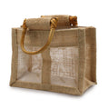 Two Jar Jute Gift Bag Natural with Clear Windows and Handles