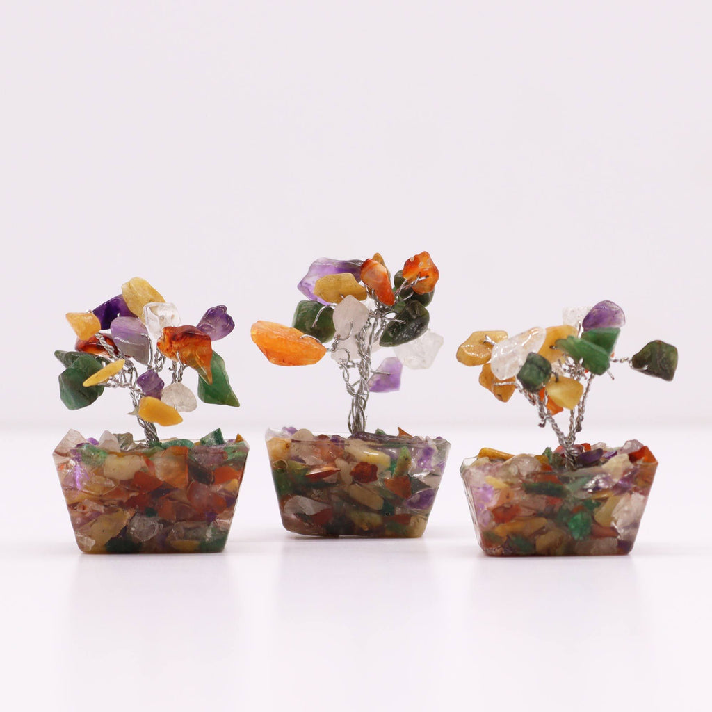Mini Gemstone Tree on Orgonite Base with 15 Beautiful Stones