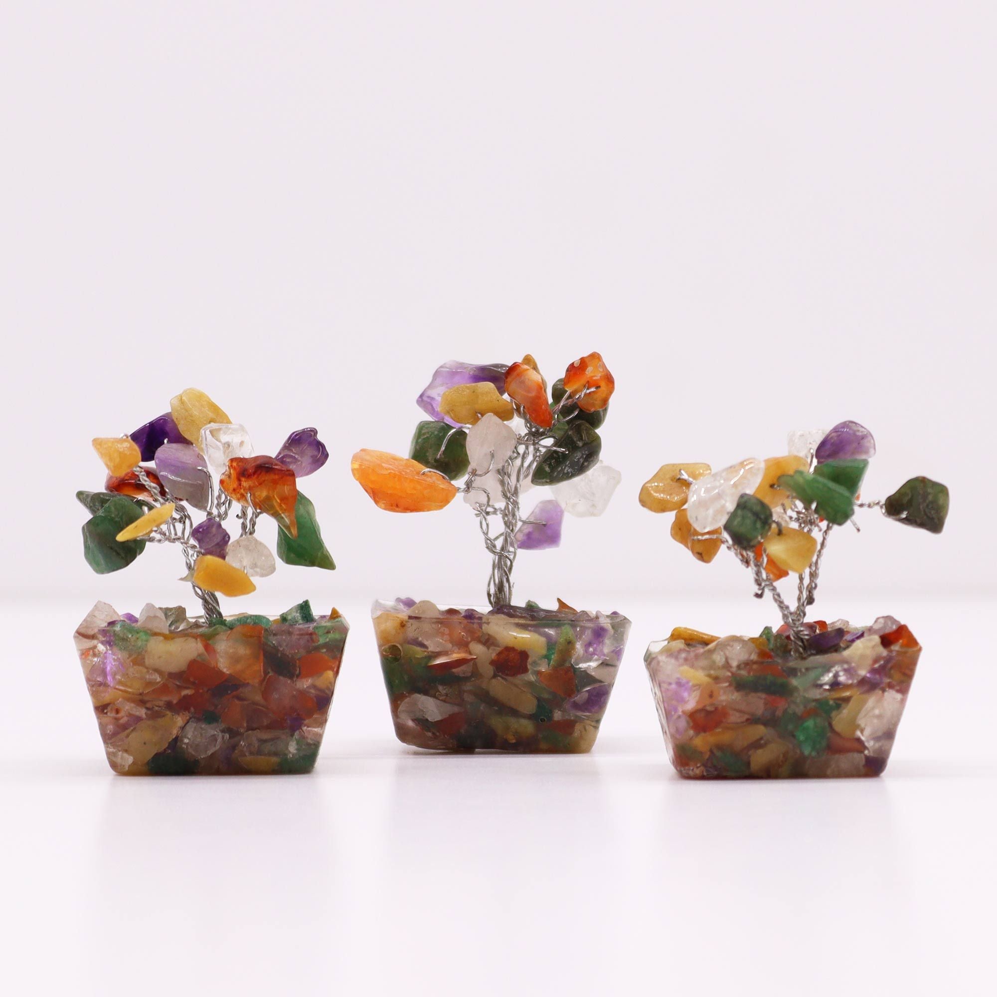 Mini Gemstone Tree on Orgonite Base with 15 Beautiful Stones