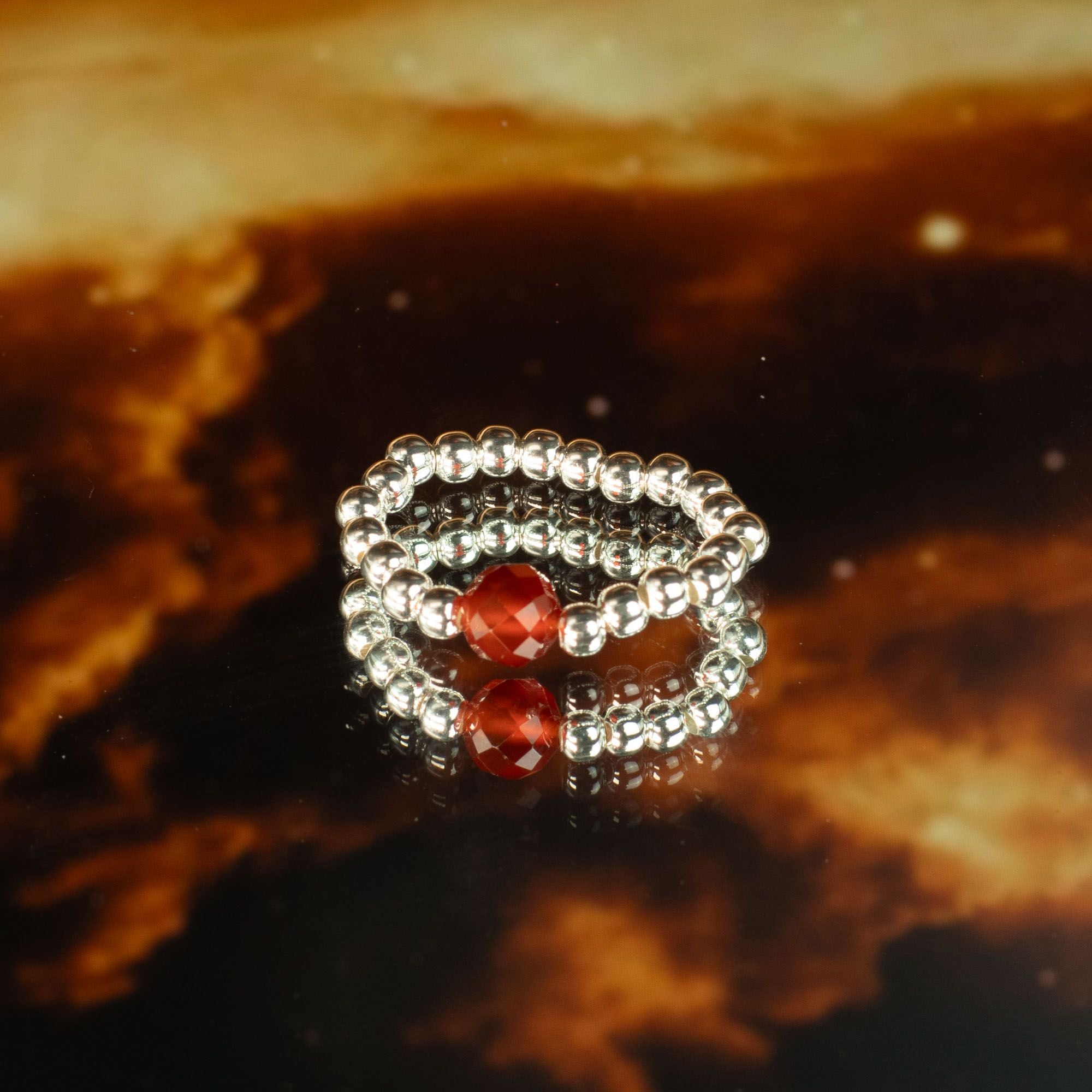 Nymph Spirit Gemstone Ring Set Love & Flame with Rose Quartz