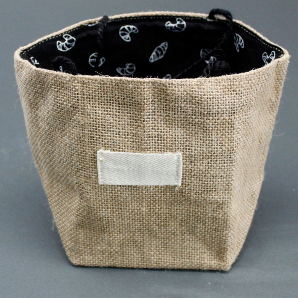 Large Natural Jute Cotton Gift Bag with Black Lining for Gifting