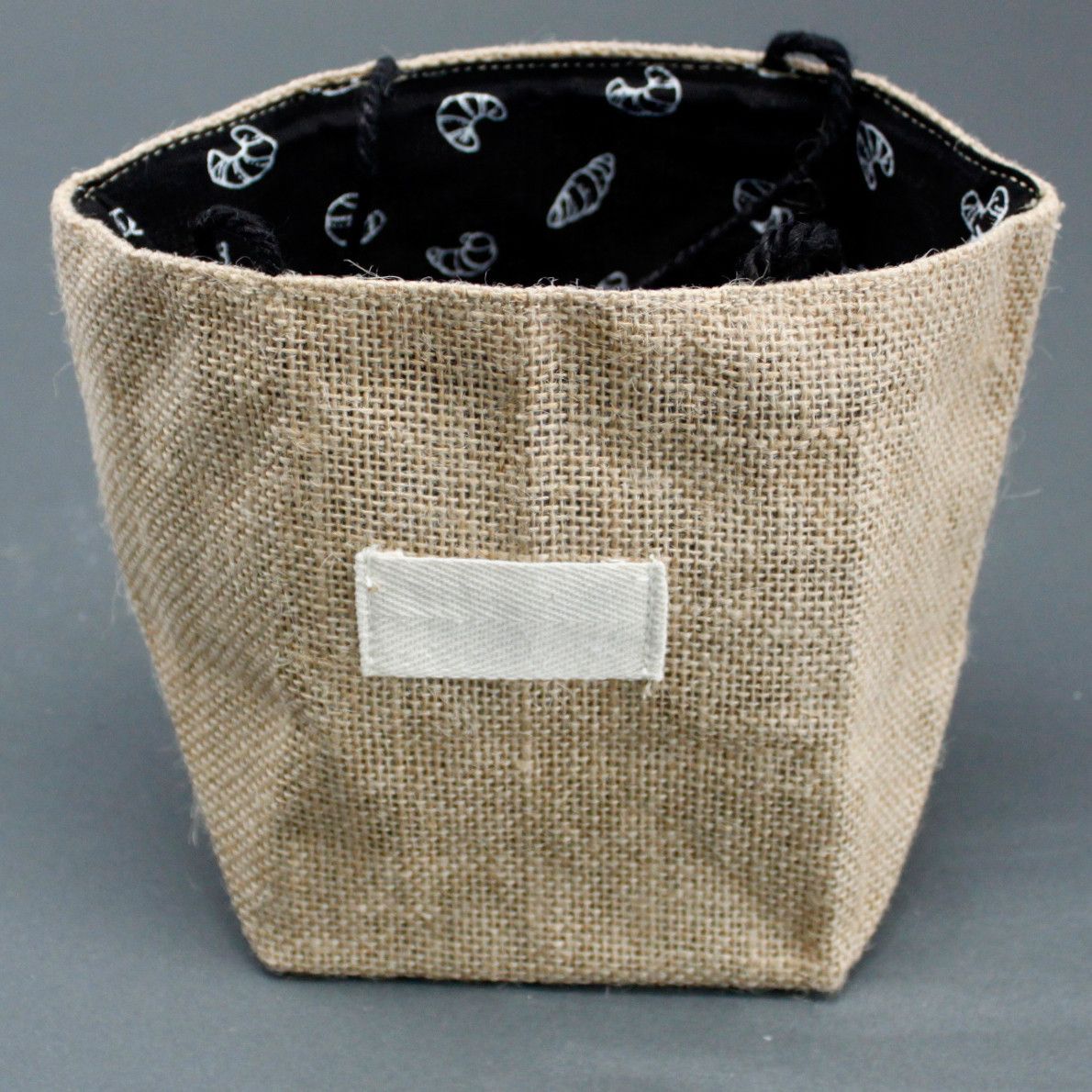 Large Natural Jute Cotton Gift Bag with Black Lining for Gifting
