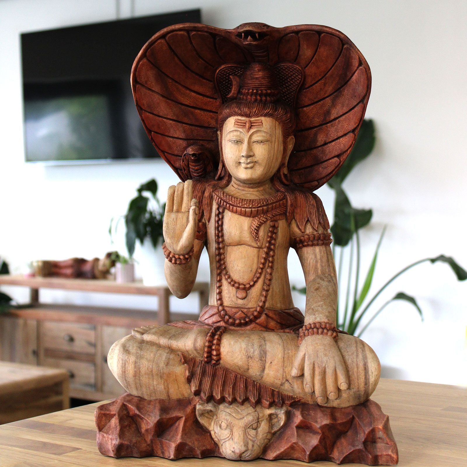 Shiva with Cobra Hand Carved Buddha Statue 50cm Unique Design