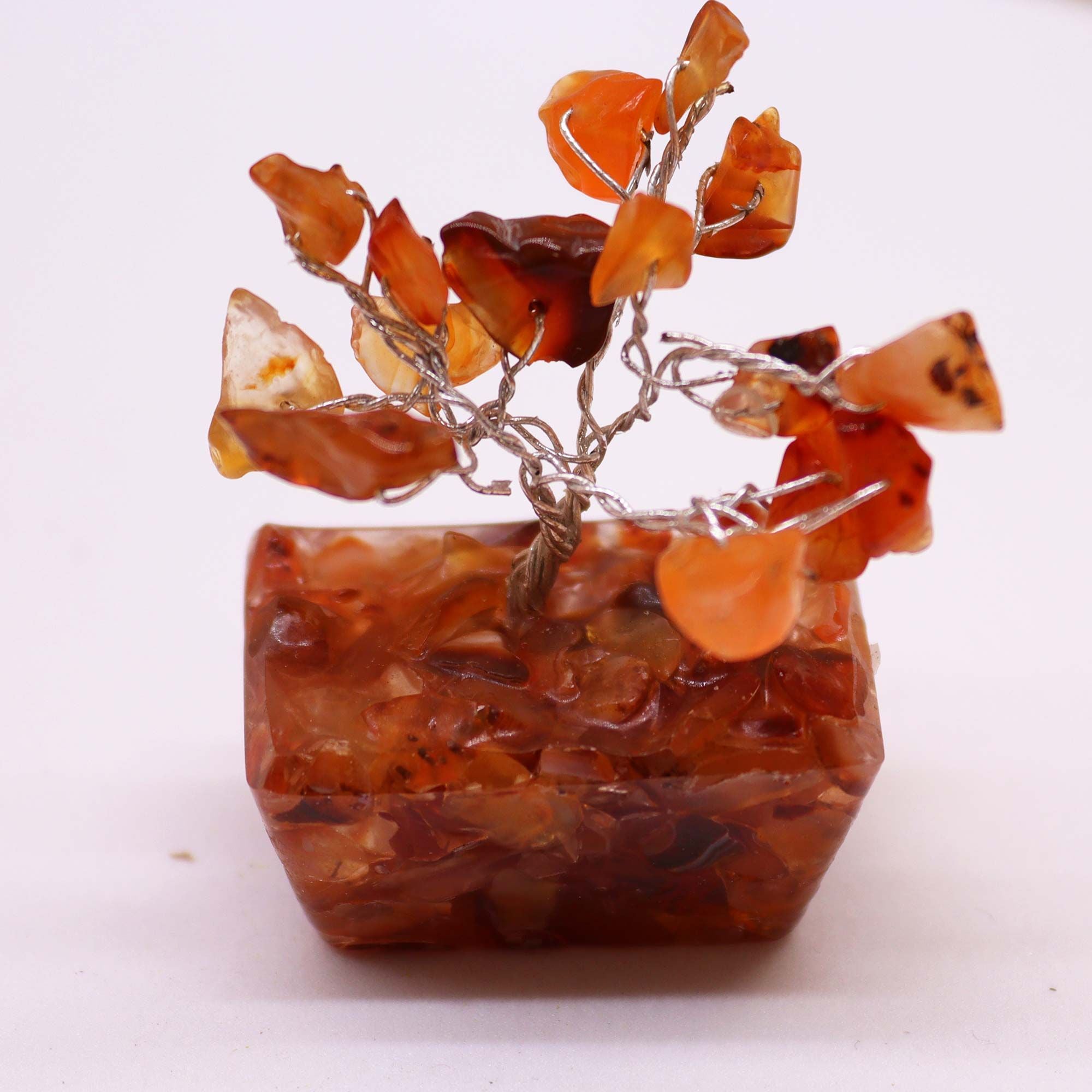 Mini Gemstone Tree on Orgonite Base with 15 Carnelian Stones
